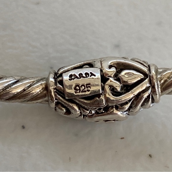 Sarda Artisan Bali Sterling Hinged Silver Twist Cuff Bracelet with Pearl Ends - Picture 9 of 9